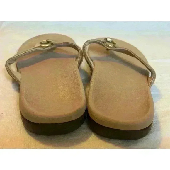 Vionic Women's Thong Sandals Size 10 Leather Metallic Gold Comfort Arch Support - Picture 3 of 9